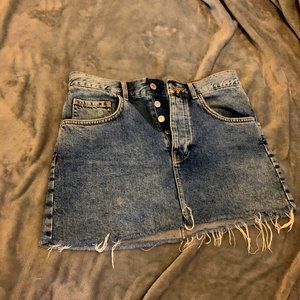 Denim Ripped Mini Skirt